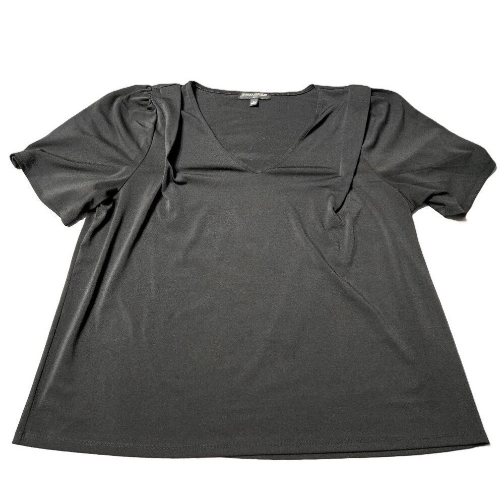 Banana Republic Sz Large Womens Black Short Sleeve Blouse